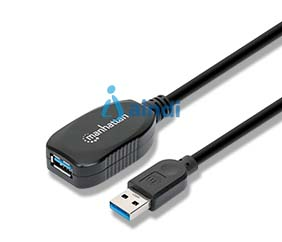 Manhattan Cable Extensión Activa USB-A 3.0 Súper Velocidad 5m Negro | 150712