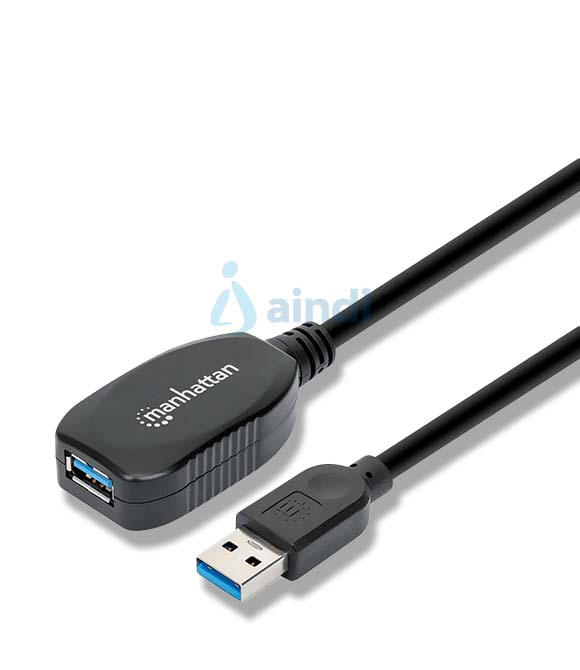 Manhattan Cable de Extensión Activa USB de Súper Velocidad. Longitud de cable: 5 m, Conector 1: USB A, Conector 2: USB A, Versión USB: USB 3.2 Gen 1 (