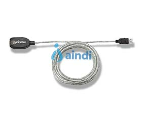 Manhattan Cable Extensión Activa USB-A 2.0 Alta Velocidad 5m Plata 519779
