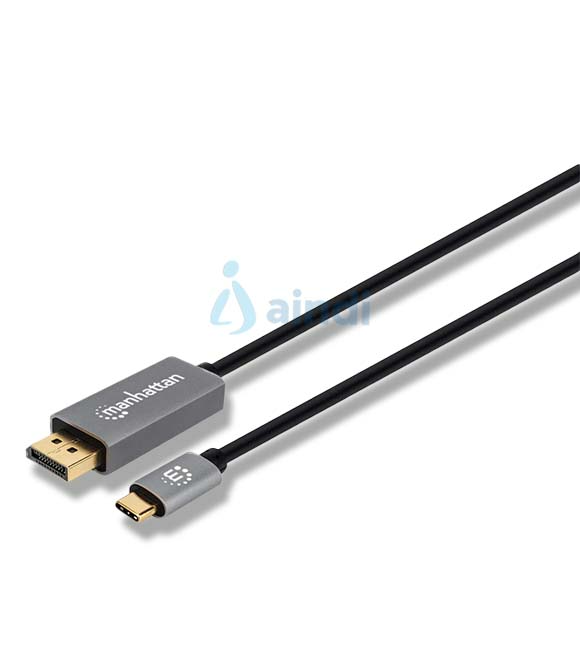 Cable Manhattan Adaptador USB-C a DisplayPort-M 8K a 60Hz - 2m - Color Negro