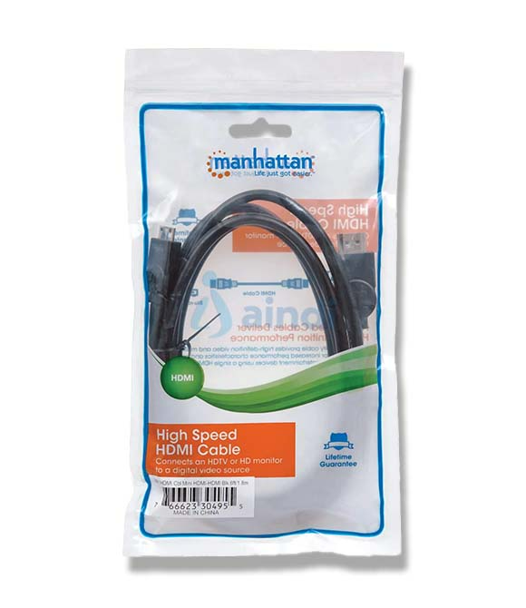 Manhattan Cable HDMI de Alta Velocidad. Longitud de cable: 1,8 m, Conector 1: HDMI tipo A (Estándar), Género del conector 1: Macho, Conector 2: HDMI T