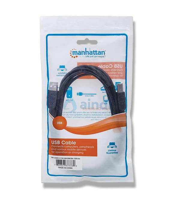 Manhattan Cable para Dispositivos USB B de Alta Velocidad. Longitud de cable: 5 m, Conector 1: USB A, Conector 2: USB B, Versión USB: USB 2.0, Género 