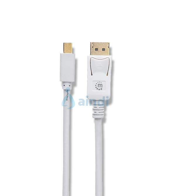 Cable Manhattan Mini DisplayPort Masculino a Masculino para Monitor - 2 metros - Color Blanco
