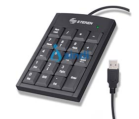 Steren Teclado Numérico USB Extra Plano 19 Teclas Negro COM-625