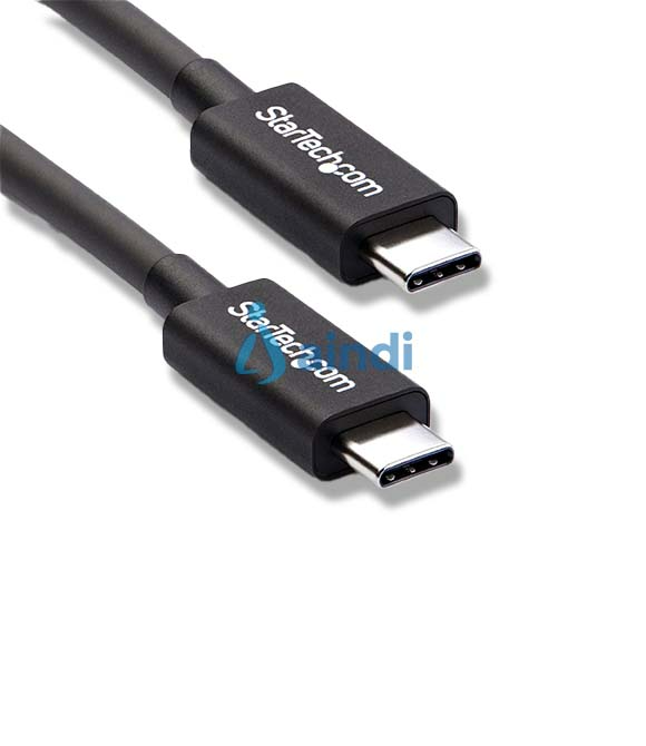 Cable Thunderbolt 3 Pasivo de 50cm - 40Gbps - PD 100W - Vídeo 4K/5K - Cable Thunderbolt - Certificado Thunderbolt - Compatible con USB4 / Modo Alt DP - Thunderbolt 4 - USB 3.2 - USB-C