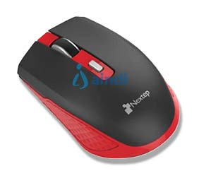Mouse Nextep Inalámbrico Recargable 1600 dpi Switch de Encendido Negro-Rojo NE-413NR