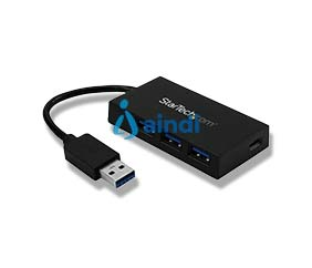 Ladrón Hub USB 3.0 de 4 Puertos - Concentrador con 3 Puertos USB-A y 1 Puerto USB-C - Velocidad de Transferencia de 5Gbps - Incluye Adaptador de Alimentación