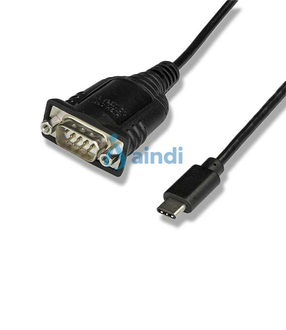 Adaptador Conversor USB Tipo C a Serie DB9 RS232 con Retención de Puertos COM - Cable Convertidor de 40 cm - Compatible con PLCs, Escáneres e Impresoras - Soporta Windows, Mac y Linux