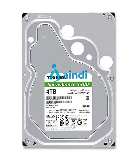 Disco Duro Interno Toshiba S300 Surveillance 4TB 3.5" 5400RPM SATA lll 6Gbit/s Caché 128MB para Videovigilancia