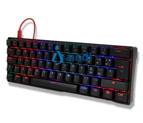 Teclado Mecánico Game Factor KBG560 RGB Teclas Extras Blue Intercambiables Blue Switch USB Color Negro