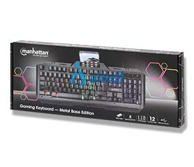 Teclado gaming LED Manhattan 180610 con panel metálico para celular