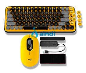 Teclado Logitech POP KEYS 920-010713 inalámbrico con emojis Amarillo-Negro