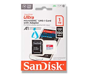 Memoria SanDisk microSDXC 1TB Ultra 150MB/s Clase 10 con adaptador SDSQUAC-1T00-GN6MA