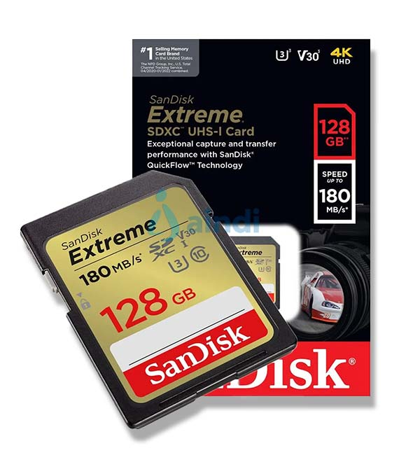 Memoria SanDisk SDXC 128GB Extreme 180MB/s 4K Clase 10 U3 V30 (SDSDXVA-128G-GNCIN)