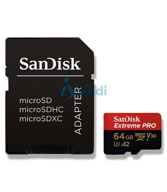 MEMORIA SANDISK MICRO SDXC 64GB EXTREME PRO 200MB/S 4K CLASE 10 A2 V30 C/ADAPTADOR SDSQXCU-064G-GN6MA