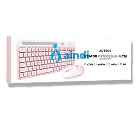 Acteck Creator Virtuos Silk MK720 Kit teclado y mouse inalámbrico dual BT/USB, recargable, español, 4000 DPI, blanco, AC-936262