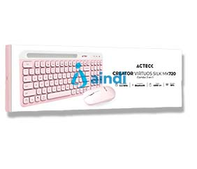 KIT ACTECK CREATOR VIRTUOS SILK MK720 / TECLADO Y MOUSE / INALAMBRICO / DUAL BT USB / RECARGABLE / ESPAÑOL / 100 TECLAS / MULTIMEDIA / RANURA P /DISPOSITIVOS / 4000 DPI / OPTICO / ROSA / AC-936279