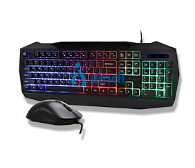 Balam Rush Squad Master KTM333 Kit teclado y mouse multimedia ergonómico alámbrico iluminación arcoíris BR-936293
