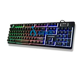 BROBOTIX 458977 Teclado y Mouse USB RGB Negro con DPI ajustables 800 / 1600 / 2000 / 2400