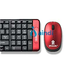 BROBOTIX 6000632 Kit Teclado y Mouse inalámbrico compacto Español Negro/Rojo