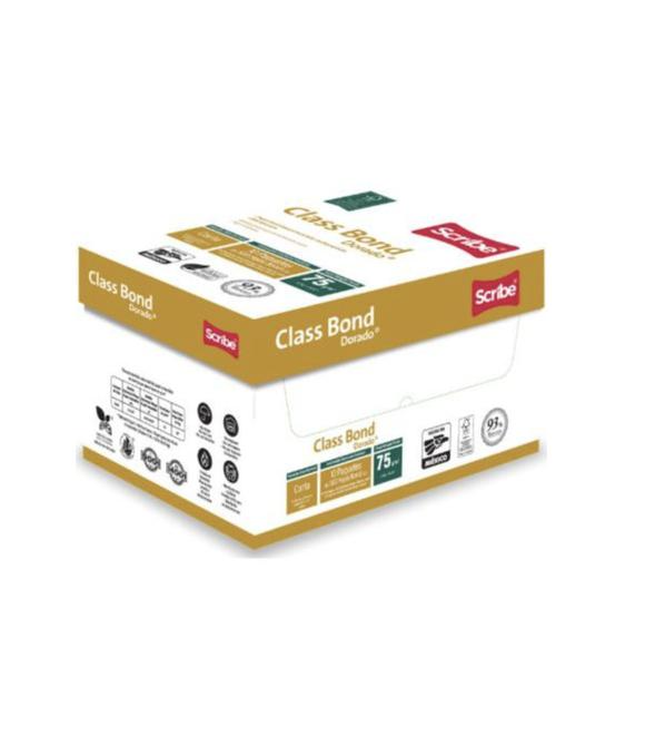 Scribe Papel Class Bond Dorado 75g/m², 5000 Hojas de Tamaño Carta, Blanco