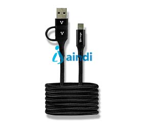 Vorago CAB-126 Cable Tipo C a Tipo C con Adaptador USB-A, Carga Rápida 60W, 1 m, Negro | CAB-126