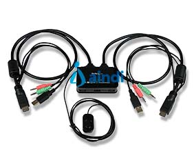 Conmutador Switch KVM 2 Puertos HDMI® USB Audio Mini Jack con Cables Integrados - Sin Alimentación Externa - 1080P - STARTECH.COM Mod. SV211HDUA