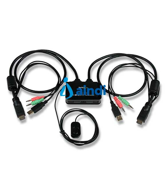 CONMUTADOR SWITCH KVM 2 PUERTOS HDMI® USB AUDIO MINI JACK CON CABLES INTEGRADOS SIN ALIMENTACIóN EXTERNA - 1080P - STARTECH.COM MOD. SV211HDUA