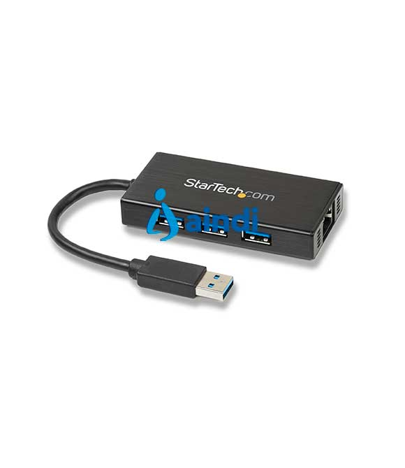 HUB USB 3.0 DE ALUMINIO CON CABLE - CONCENTRADOR DE 3 PUERTOS USB CON ADAPTADOR DE RED ETHERNET GIGABIT EXTERNO - STARTECH.COM MOD. ST3300GU3B
