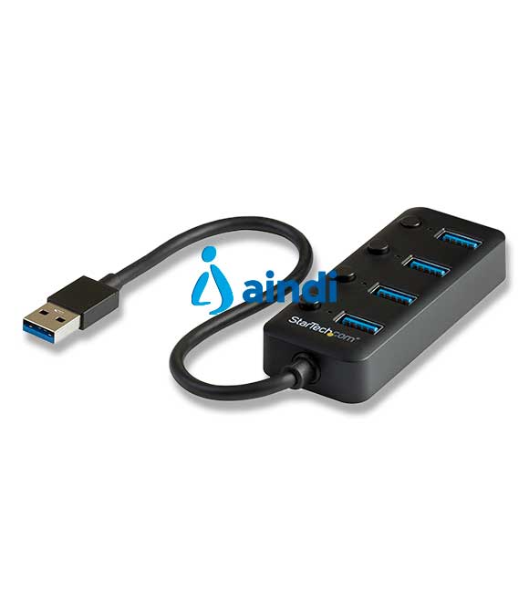 HUB USB 3.0 DE 4 PUERTOS - USB DE 4 PUERTOS USB-A CON INTERRUPTORES INDIVIDUALES DE ENCENDIDO/APAGADO - STARTECH.COM MOD. HB30A4AIB