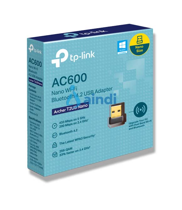 TARJETA DE RED | TP-LINK | ARCHER T2UB NANO | AC600 | WI-FI BLUETHOOT USB 4.2 / 2,4 GHZ 5 GHZ | COMPATIBLE CON WINDOWS 11/10/8.1/8/7