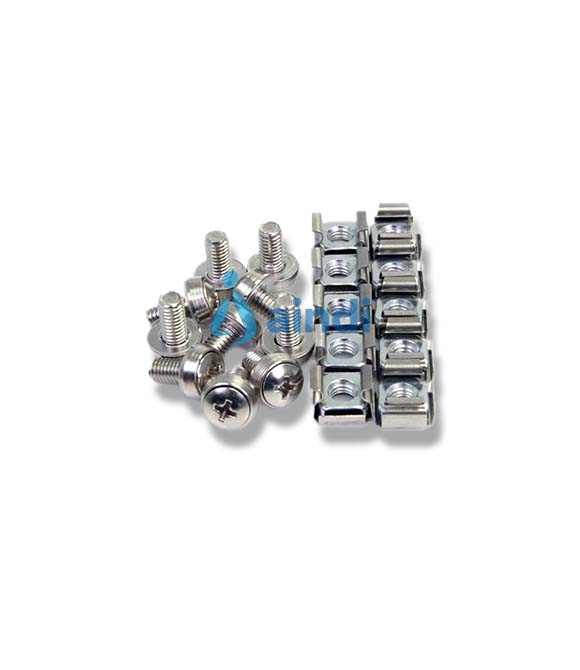 PACK DE 100 TORNILLOS DE MONTAJE Y TUERCAS ENJAULADAS M6 PARA RACK GABINETE DE SERVIDORES