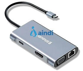 BROBOTIX Docking Station 7 en 1 USB-C HDMI/RJ45/VGA 6001202