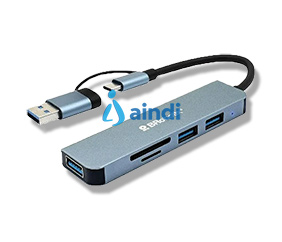 BROBOTIX Docking Station 6005453 5 en 1 USB A&C V3.0 con 3 USB, SD y microSD