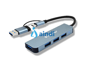 Docking Station BROBOTIX 6005460 Hub Conector DUAL Tipo USB A&C, V3.0, 4 en 1, 4 USB | Product key 6005460
