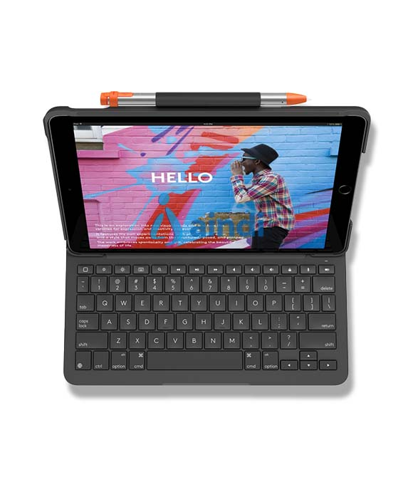 Logitech Slim Folio. Distancia de viaje de las teclas: 1,5 mm. Marca compatible: Apple, Compatibilidad: iPad (7th and 8th gen), Color del producto: Gr