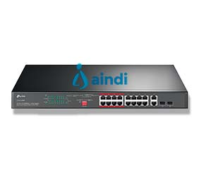 TP-Link TL-SL1218MP V1 Switch PoE 10/100Mbps + 2 Gigabit, Negro, 16 puertos, 18,7W, TL-SL1218MP