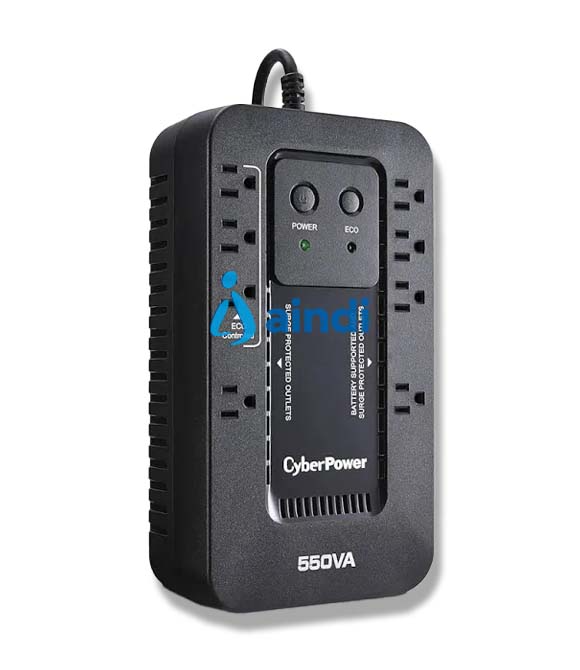 NO BREAK CYBERPOWER (EC550G) 550VA / 330W, STANDBY, GABINETE COMPACTO, 8 × NEMA 5-15R (1 SUPRESIÓN SOLAMENTE, 3 SUPRESIÓN CON MODO ECO, 4 SUPRESIÓN CON BATERÍA DE RESPALDO),  GARANTÍA 3 AÑOS.
