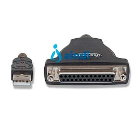 MANHATTAN Convertidor USB a Paralelo DB25 para Impresora, Plata, 336581