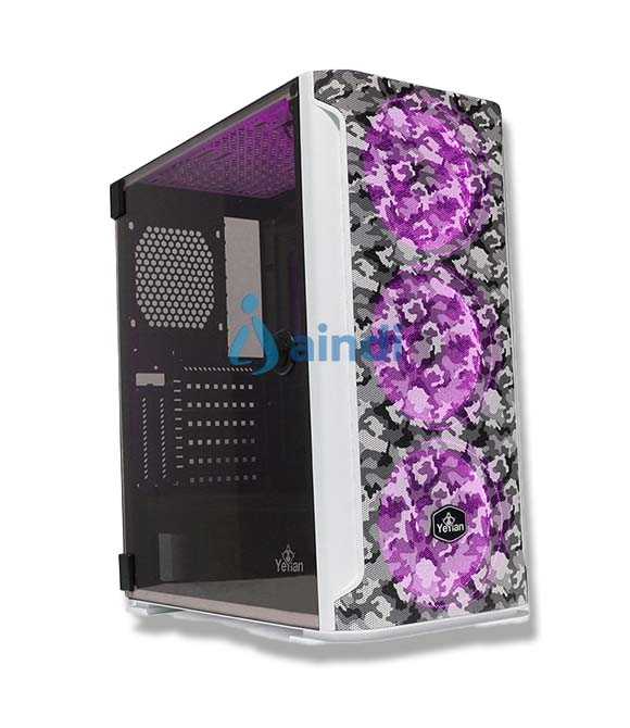 Gabinete Hollow 2500 ATX - Yeyian, Con 3 Ventiladores ARGB y Panel Mesh