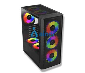 Gabinete gamer Balam Rush Dragonfly Crystal GM745 media torre ATX, Micro ATX, Mini ITX ventilador RGB panel cristal templado metal negro BR-935968