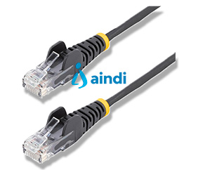 StarTech.com N6PAT1BKS Cable de red Ethernet Cat6 delgado sin enganches, negro, 30 cm
