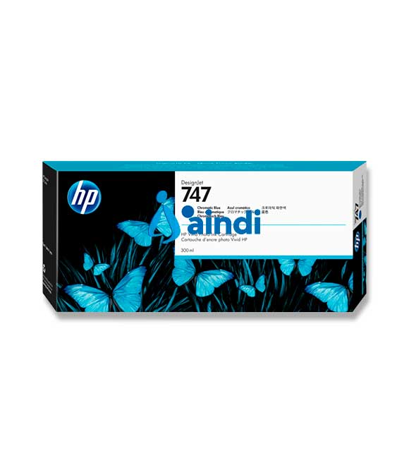 HP Cartucho de tinta DesignJet 747 de 300 ml, azul cromático