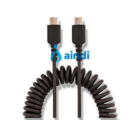 StarTech.com R2CCC-50C-USB-CABLE Cable de carga USB C a USB C en espiral de 50 cm, carga rápida, servicio pesado, USB 2.0