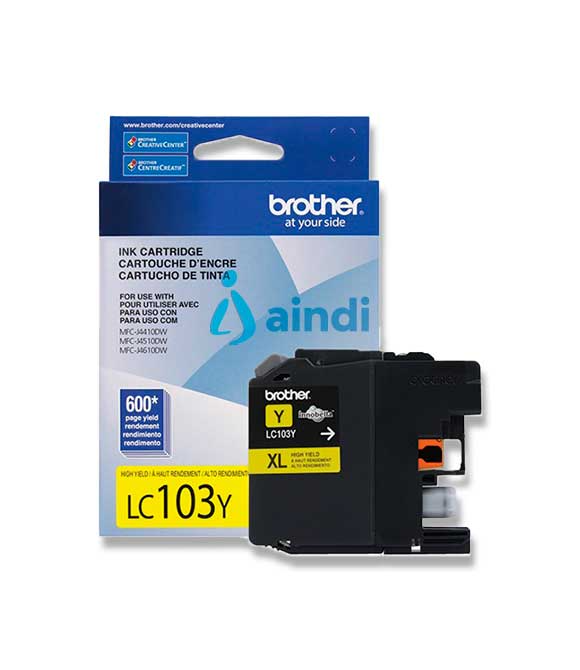 CARTUCHO DE TINTA BROTHER AMARILLO LC103Y PARA RENDIMIENTO DE 600 PAGINAS