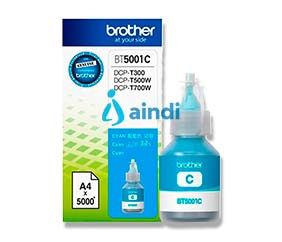 Botella de Tinta Brother Cyan BT5001C de Alto Rendimiento - Compatible con Sistema de Tinta Continua