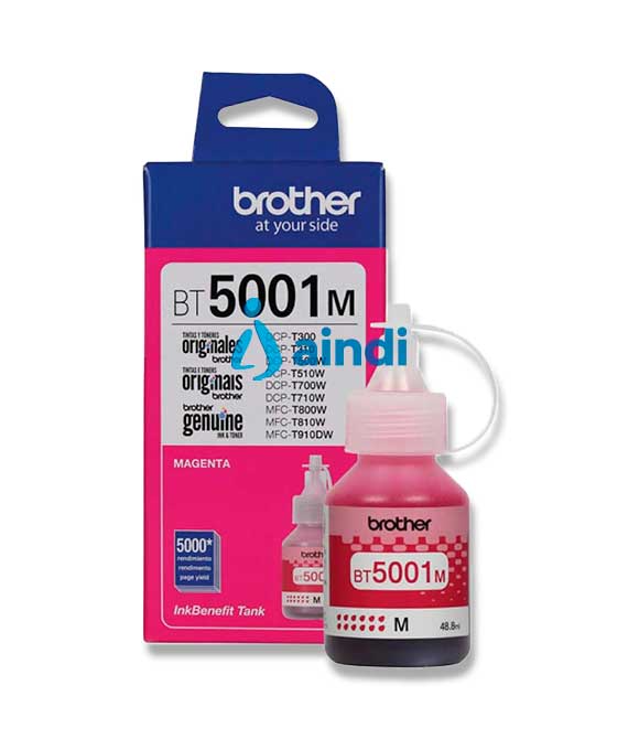 BOTELLA DE TINTA BROTHER MAGENTA BT5001M DE ALTO RENDIMIENTO DE HASTA 5000 PGINAS COMPATIBLE CON TINTA CONTINUA BROTHER