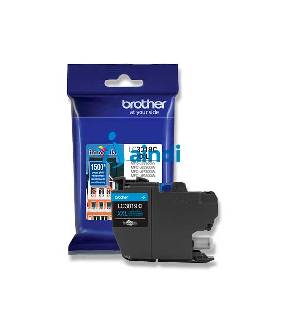 CARTUCHO DE TINTA CYAN BROTHER LC3019C DE ALTO RENDIMIENTO 1500 PAGINAS AL 5 DE COBERTURA