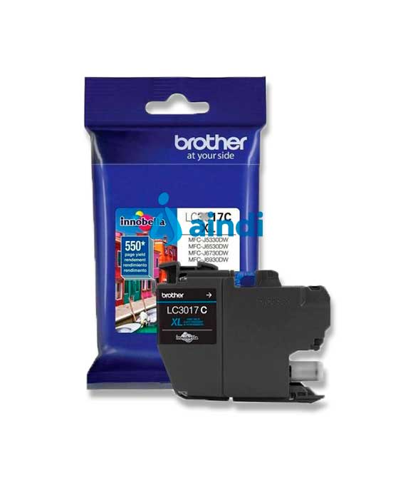 CARTUCHO DE TINTA CYAN BROTHER LC3017C RENDIMIENTO 550 PAGINAS AL 5 DE COBERTURA