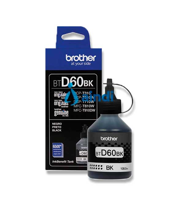  BOTELLA DE TINTA BROTHER NEGRA  BTD60BK ALTO RENDIMIENTO HASTA 6500 PAG PARA DCPT310 DCPT510W MFCT910DW